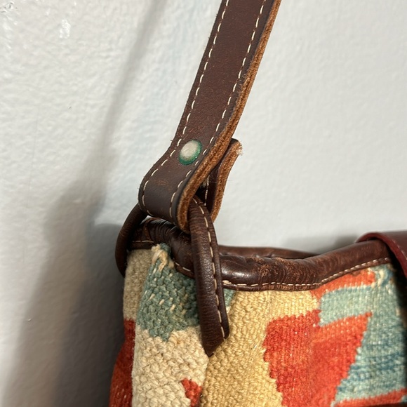 Leather Trim Tapestry Shoulder Bag - Picture 6 of 16